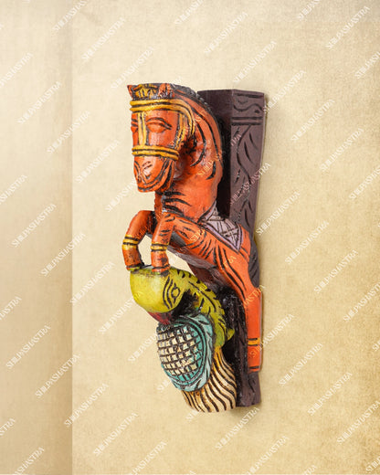 Horse & Parrot Motif Handcrafted Wooden Ornamental Brackets