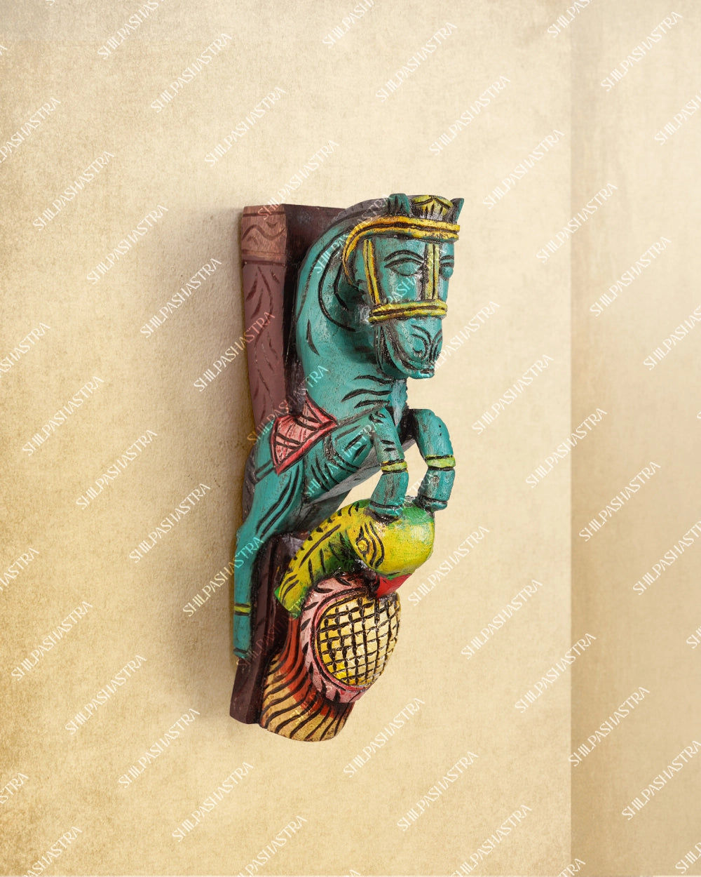 Horse & Parrot Motif Handcrafted Wooden Ornamental Brackets