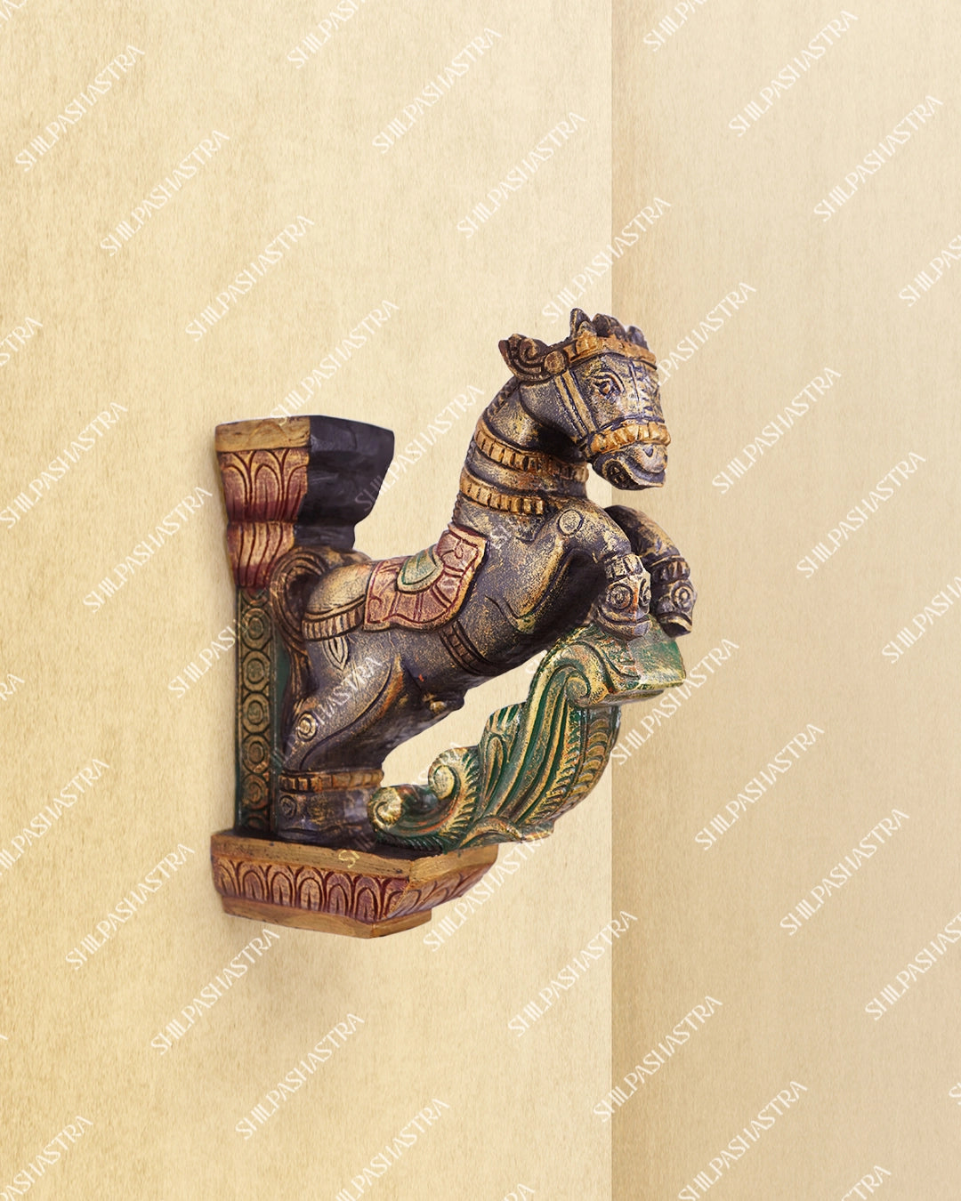 Horse Hand Carved Wooden Ornamental Brackets - Medium