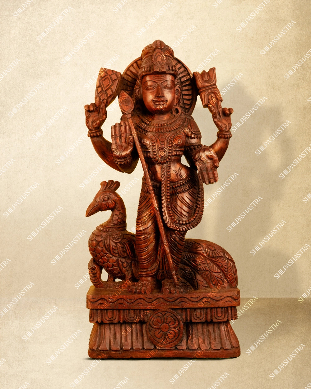 Vaagai Wood Murugan Handcrafted Wooden Idol