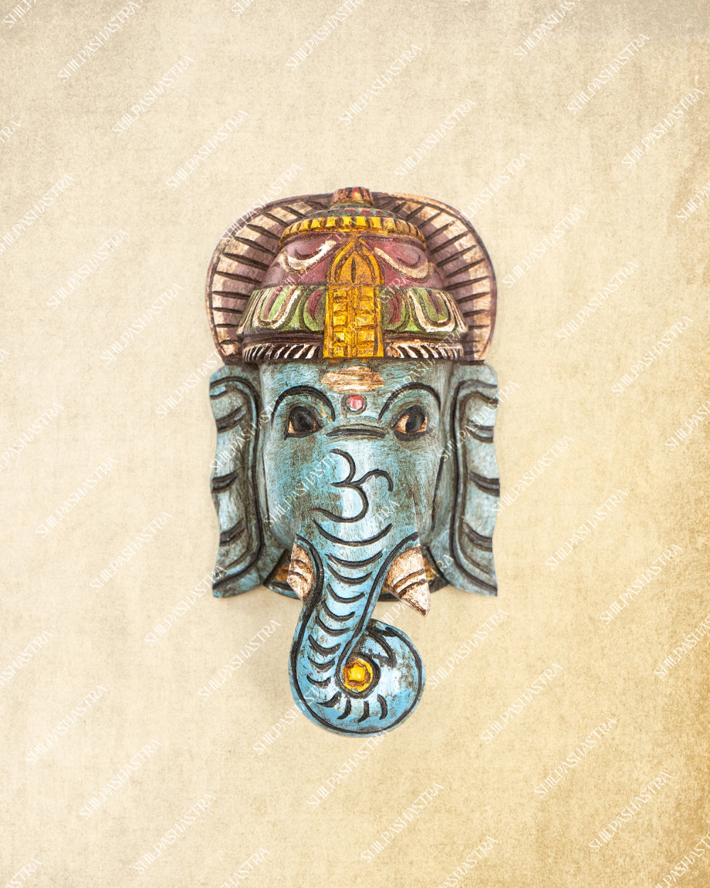 Pillaiyar - Hand Carved Wooden Wall Mask